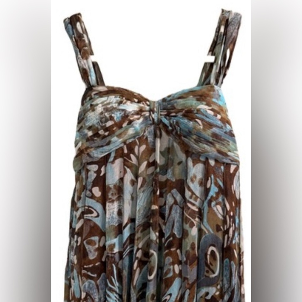 Alberto Makali Brown & Blue Printed Midi Dress - Picture 3 of 5